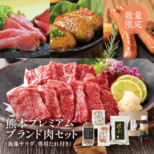 熊本プレミアムブランド肉セット（海藻サラダ、専用たれ付き）