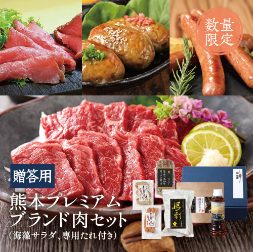 【お歳暮2025】熊本プレミアムブランド肉セット（海藻サラダ、専用たれ付き）【贈答用】
